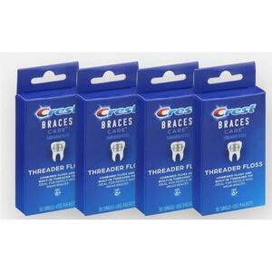 NEW 4 Packs Crest Braces Care Threader Floss (30-Packets Per Box) DISCONTINUED